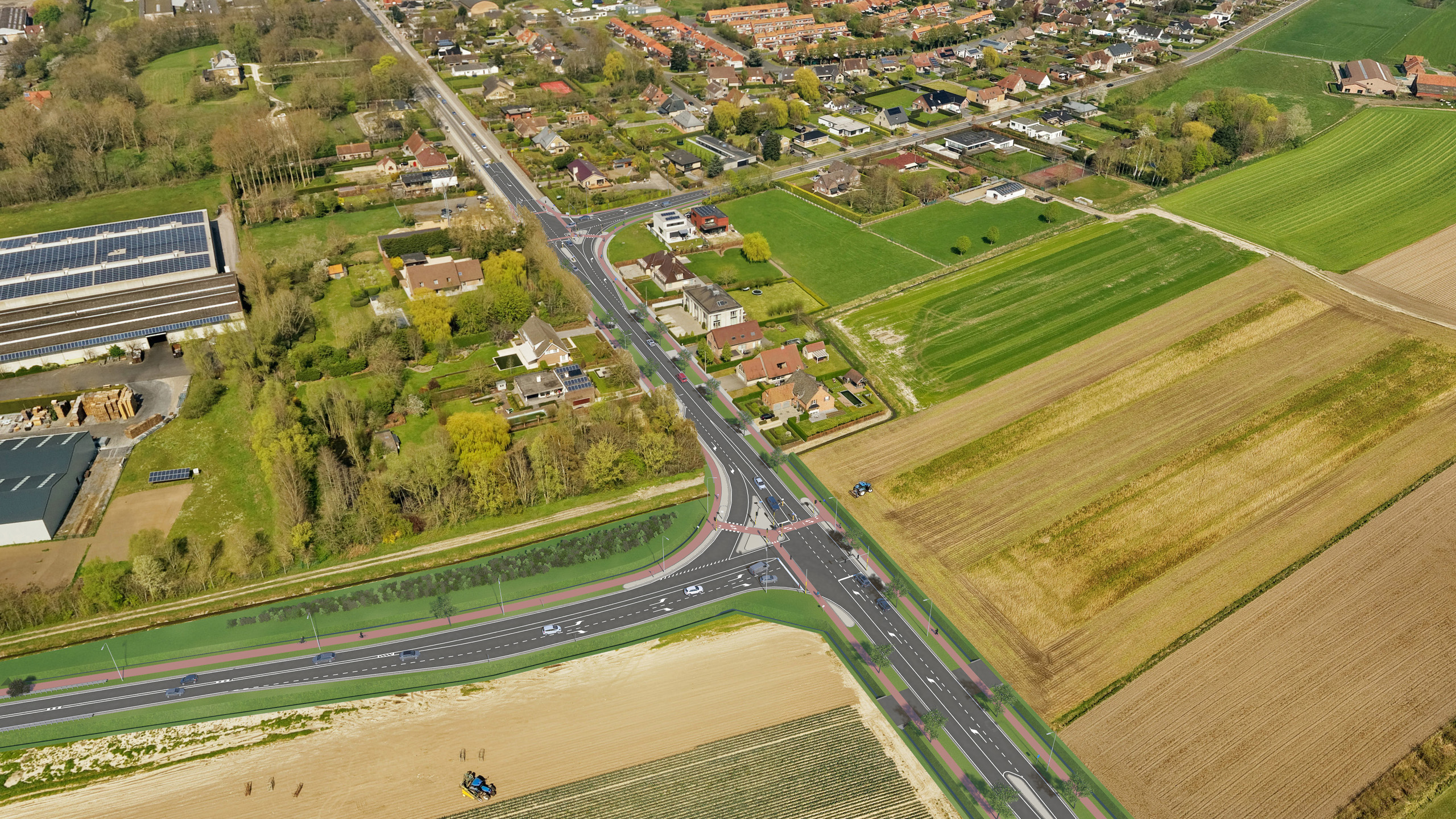 omleidingsweg en kruispunt met Woumenweg_2