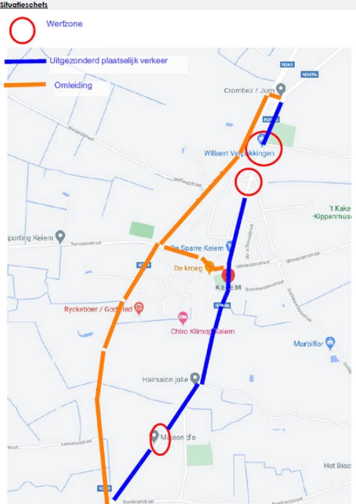Werken + omleiding Keiemdorpstraat